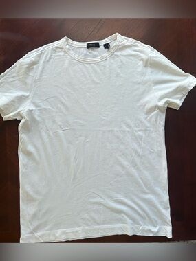 Theory Men's White Crewneck Short Sleeve Tee size L